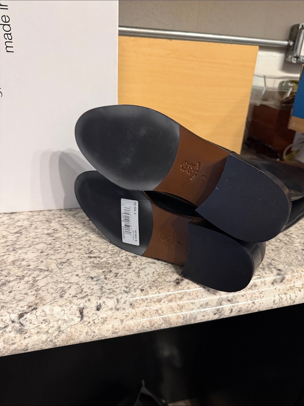 New in box. Saks fifth Avenue Kensington riding boot in black with brown trim - Picture 6 of 6